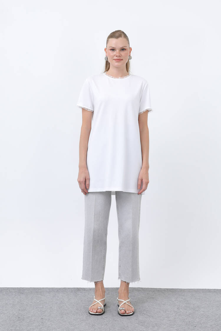 Women's Minimalist Ribbed Detailed Basic T-Shirt