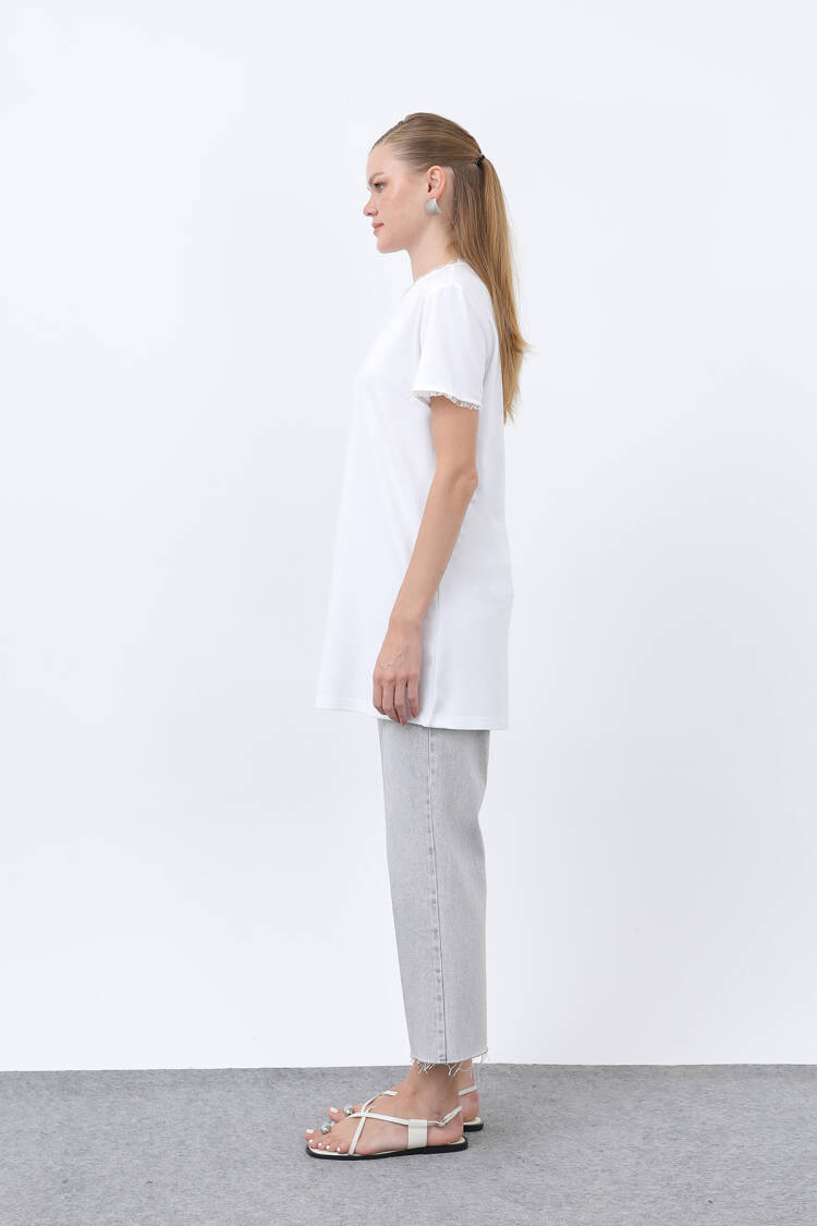 Women's Minimalist Ribbed Detailed Basic T-Shirt