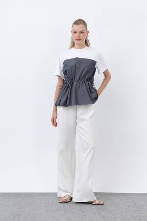 Women's Denim Detailed Blouse - Brand: SOUL - Women's Clothing Wholesale - Globality Store