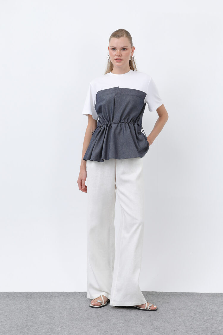 Women's Denim Detailed Blouse - Brand: SOUL - Women's Clothing Wholesale - Globality Store