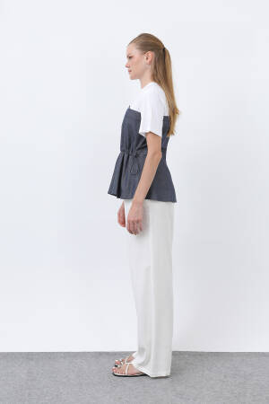 Women's Denim Detailed Blouse - Brand: SOUL - Women's Clothing Wholesale - Globality Store