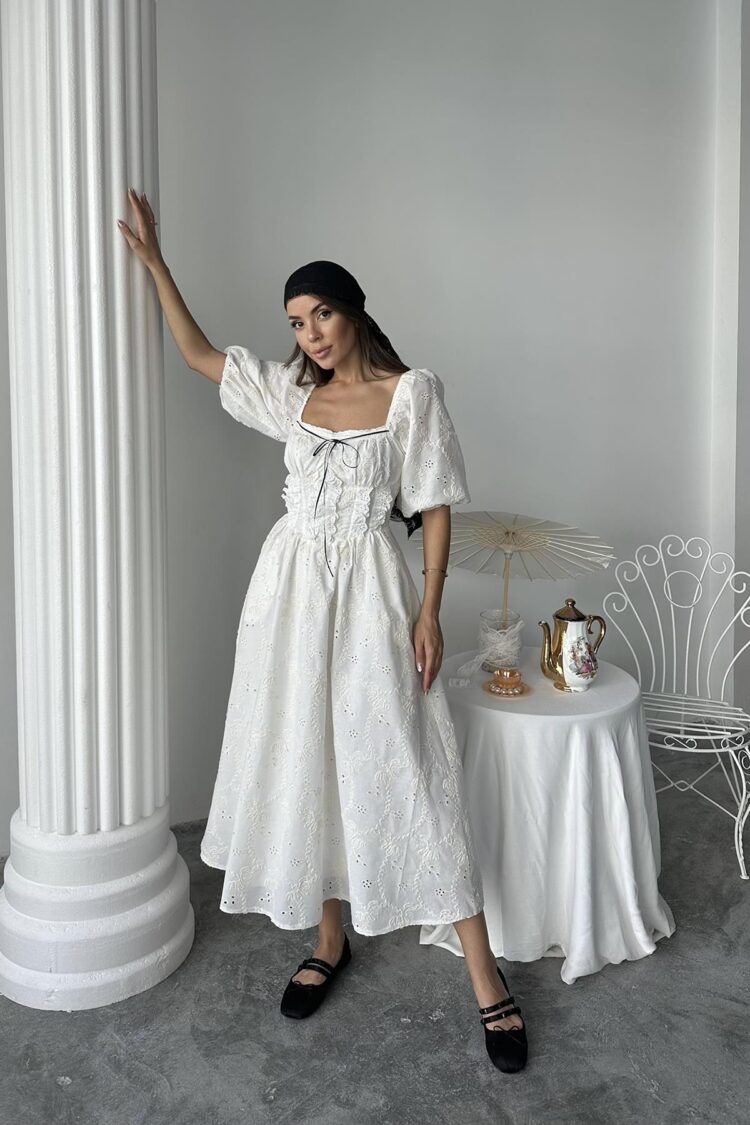 WholesaleLace Detailed Embroidered Dress - Brand: Elisa - Women's Clothing Wholesale - Globality Store