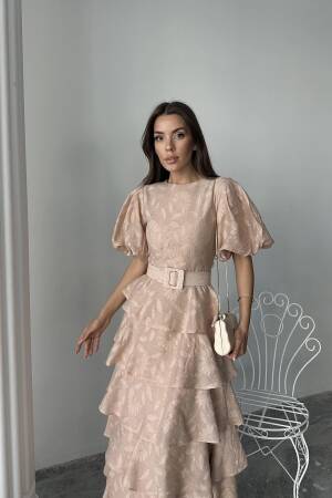 WholesaleFloor Balloon Sleeve Belted Dress - Brand: Elisa - Women's Clothing Wholesale - Globality Store