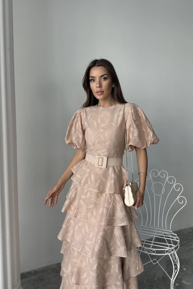 WholesaleFloor Balloon Sleeve Belted Dress - Brand: Elisa - Women's Clothing Wholesale - Globality Store