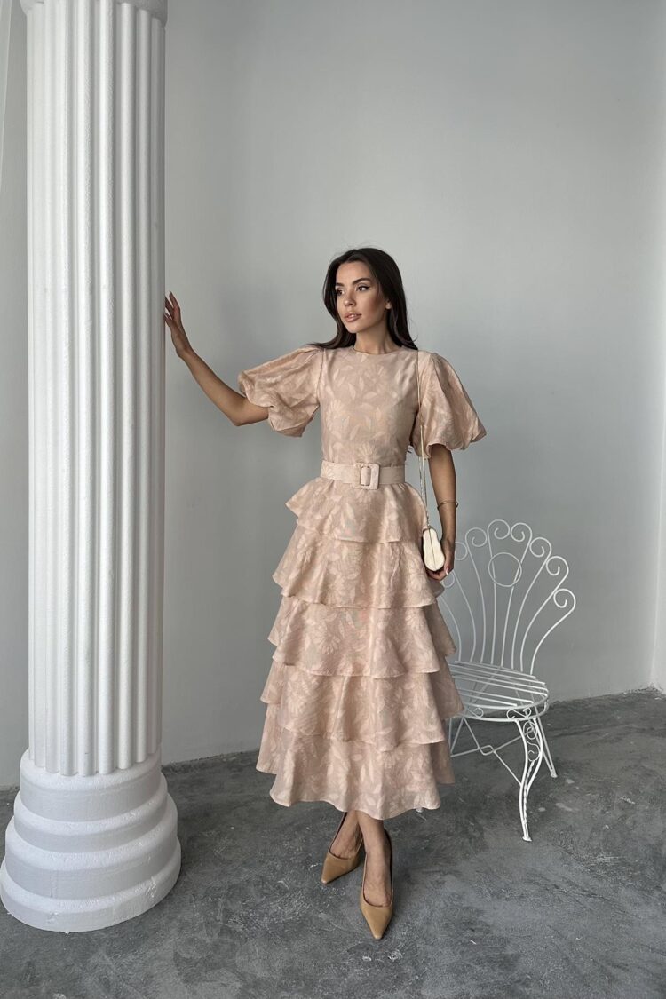 WholesaleFloor Balloon Sleeve Belted Dress