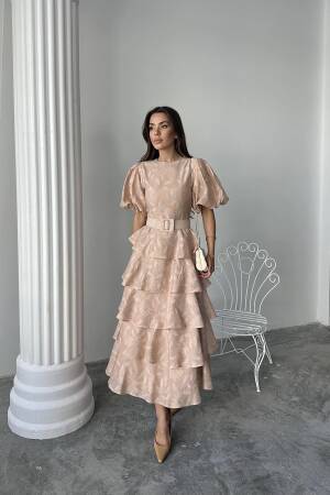 WholesaleFloor Balloon Sleeve Belted Dress - Brand: Elisa - Women's Clothing Wholesale - Globality Store