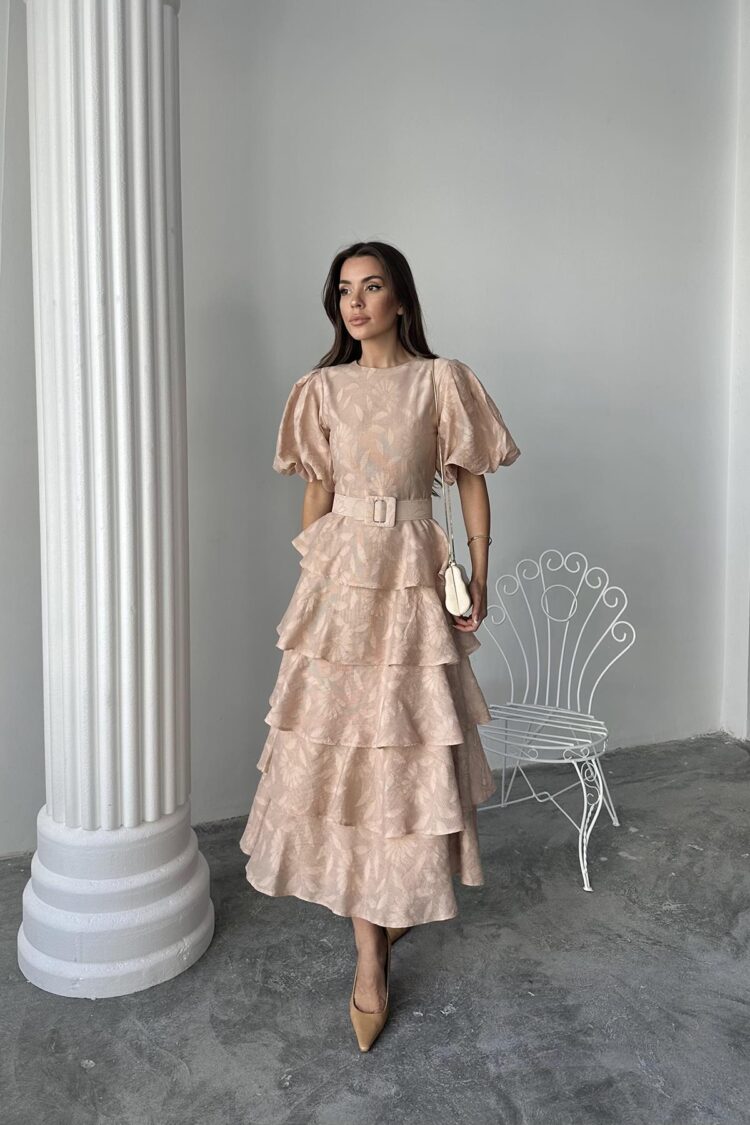 WholesaleFloor Balloon Sleeve Belted Dress