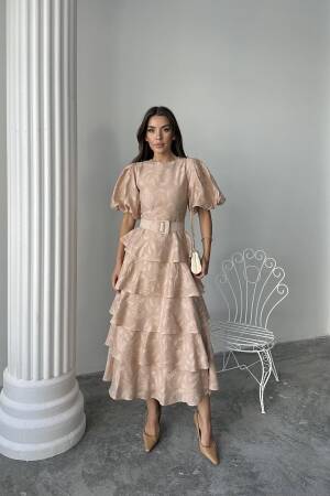 WholesaleFloor Balloon Sleeve Belted Dress - Brand: Elisa - Women's Clothing Wholesale - Globality Store
