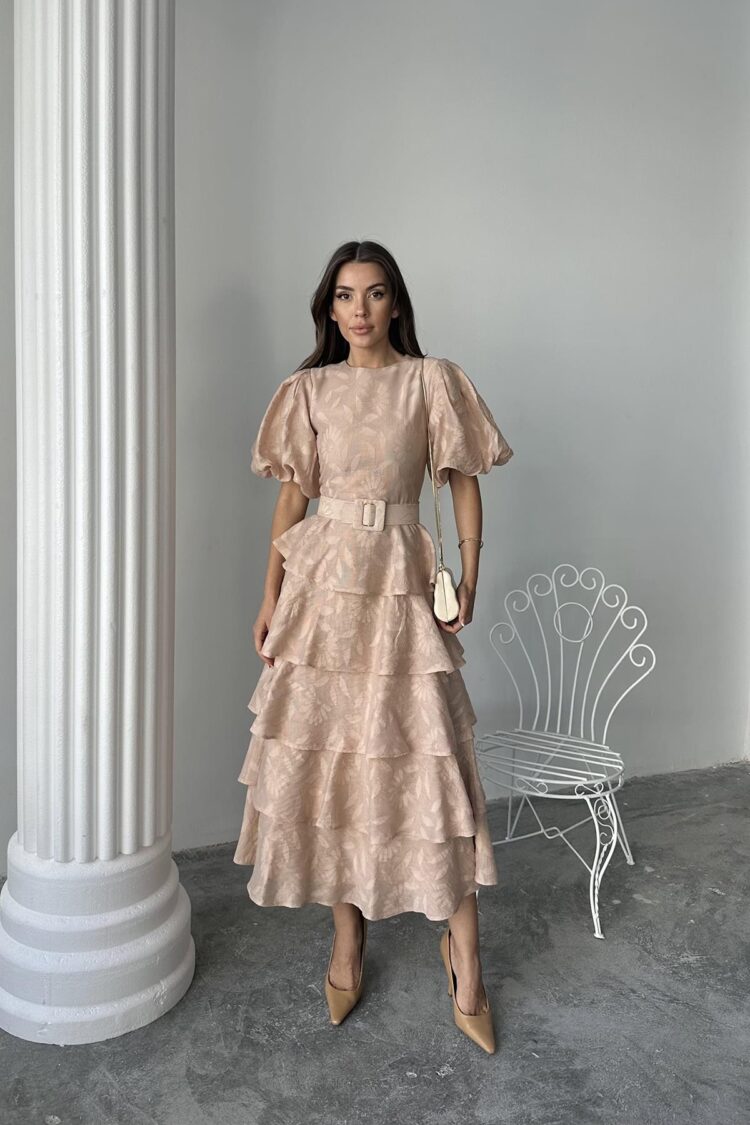 WholesaleFloor Balloon Sleeve Belted Dress