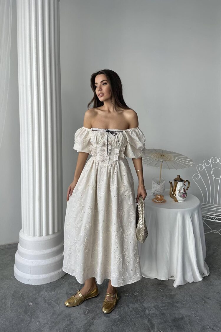 WholesaleLace Detailed Embroidered Dress - Brand: Elisa - Women's Clothing Wholesale - Globality Store