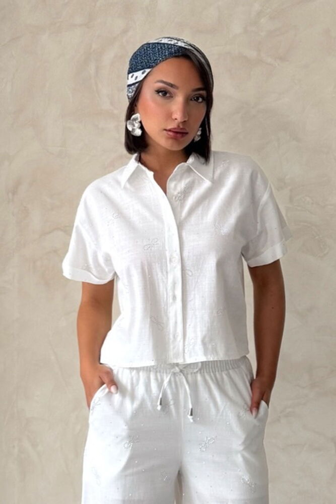 Bow Stone Printed Shirt -