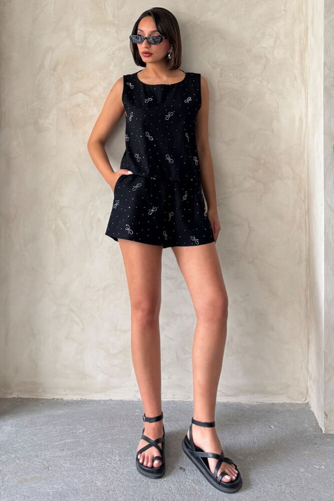 Bow Stone Printed Shorts -