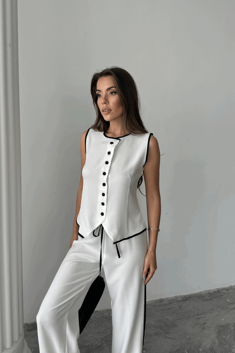 Linen Edge Connected Vest - Trousers Suit