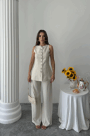 Linen Vest - Trousers Suit - Brand: Ello - Women's Clothing Wholesale - Globality Store