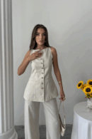 Linen Vest - Trousers Suit - Brand: Ello - Women's Clothing Wholesale - Globality Store