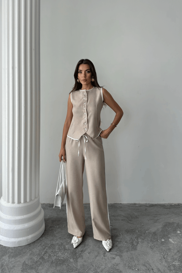 Ribbed Vest - Trousers Suit - Brand: Ello - Women's Clothing Wholesale - Globality Store