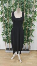 Women's Strappy Geometric Collar Wide Cut Detailed Imported Crepe Dress - Black - Brand: Janes - Women's Clothing Wholesale - Globality Store