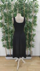 Women's Strappy Geometric Collar Wide Cut Detailed Imported Crepe Dress - Black - Brand: Janes - Women's Clothing Wholesale - Globality Store