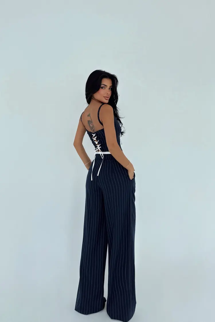 NavyStriped Trouser Suit