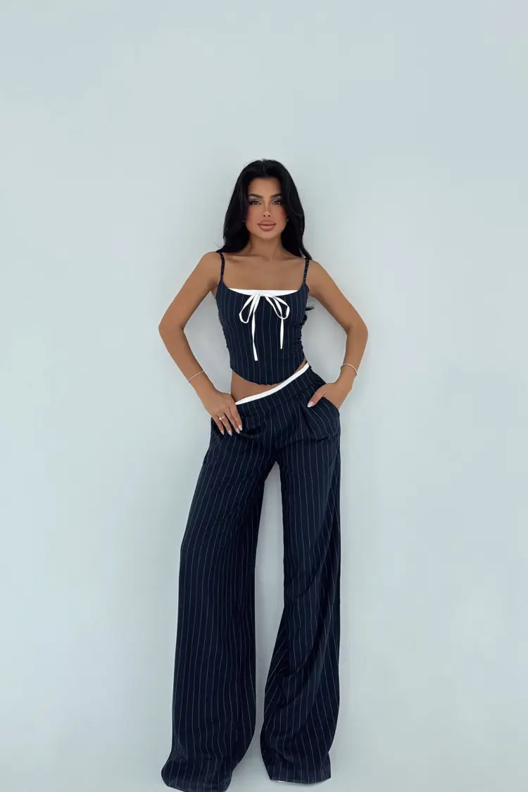 NavyStriped Trouser Suit - Brand: EYYO ATELIER - Women's Clothing Wholesale - Globality Store