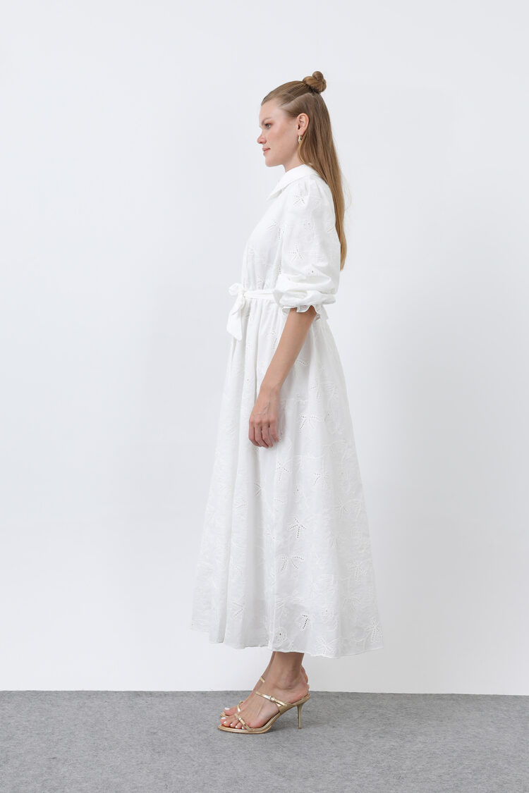 Women's Belted Cotton Shirt Dress