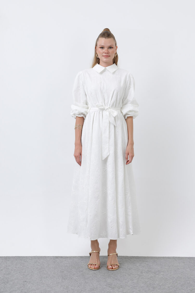 Women's Belted Cotton Shirt Dress