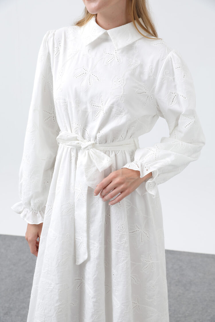 Women's Belted Cotton Shirt Dress