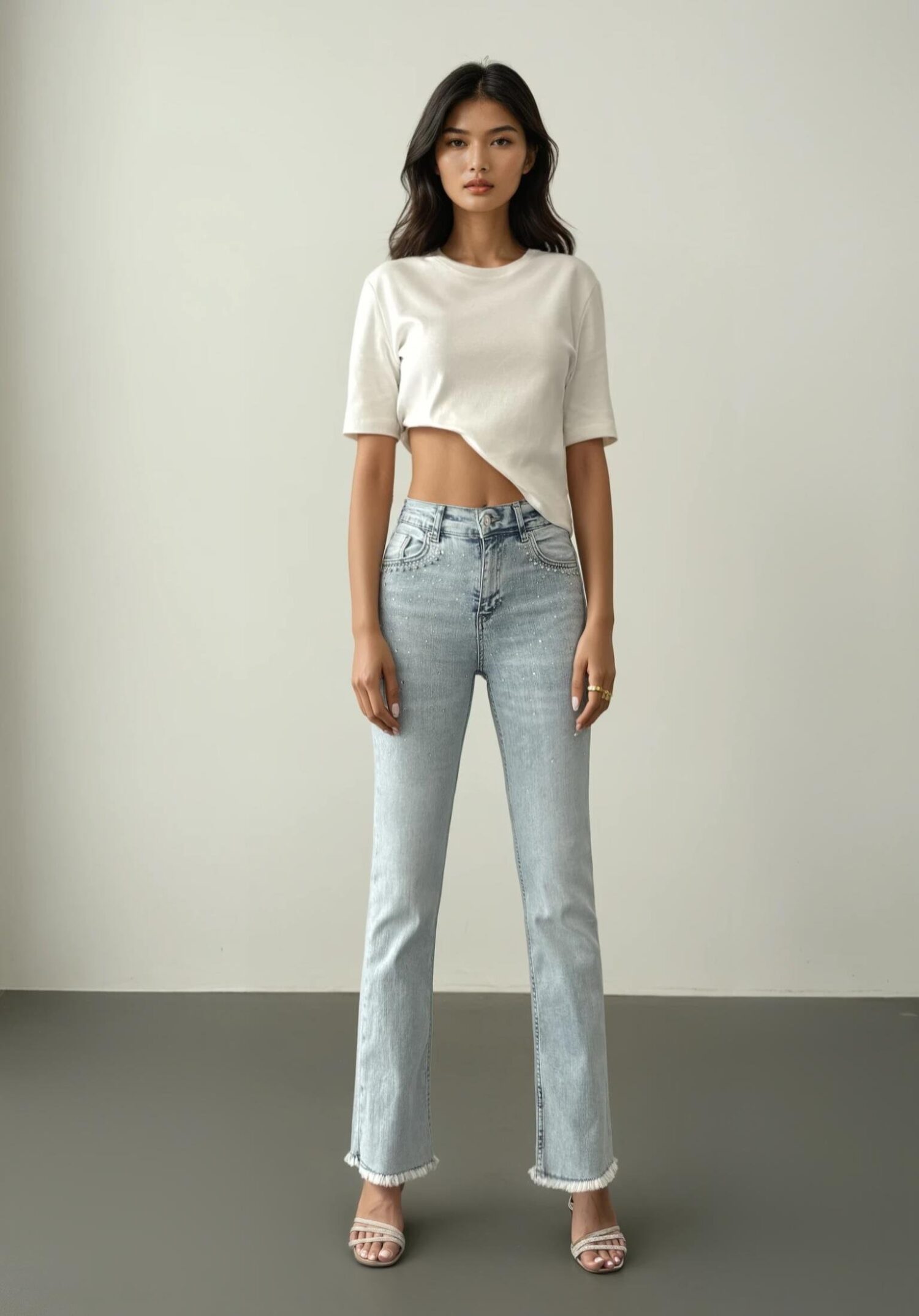 High Waist Leg Tassel LightStone Detailed Jeans Pants - Brand: LACARINO - Women's Clothing Wholesale - Globality Store