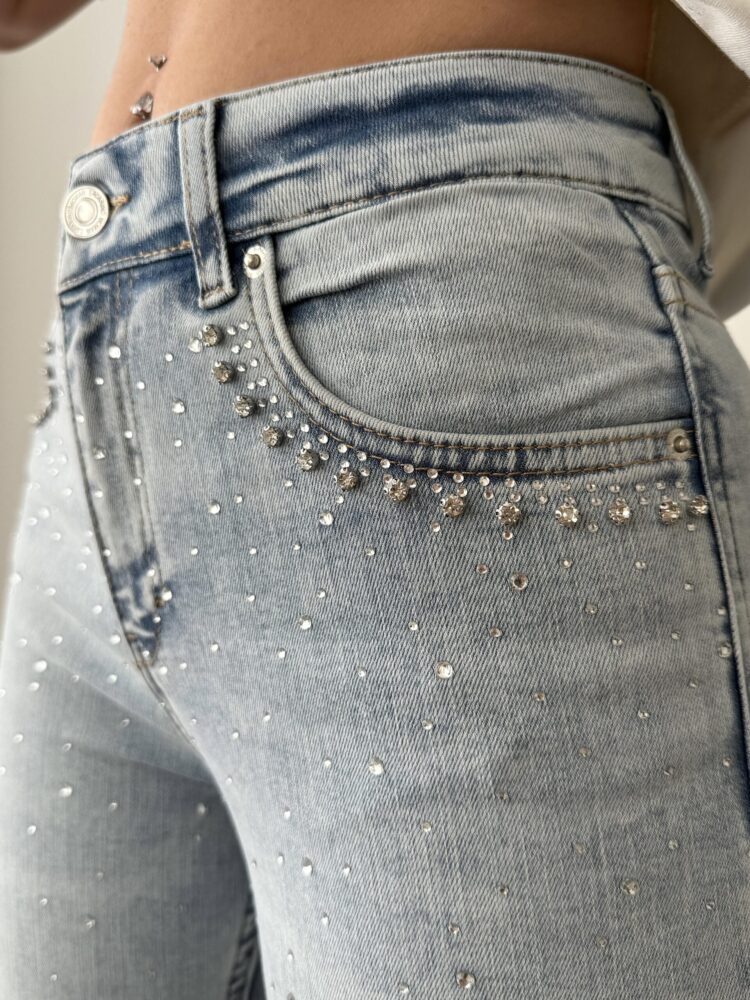 High Waist Leg Tassel LightStone Detailed Jeans Pants