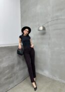 High Waist Leg Dirty Sewing Detailed Side Slit Burgundy Jeans - Brand: LACARINO - Women's Clothing Wholesale - Globality Store