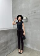 High Waist Leg Dirty Sewing Detailed Side Slit Burgundy Jeans - Brand: LACARINO - Women's Clothing Wholesale - Globality Store