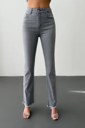 High Waist Leg Tassel Gray Stone Detailed Jeans - Brand: LACARINO - Women's Clothing Wholesale - Globality Store