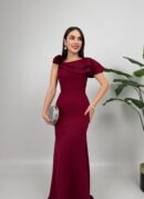 Shoulder Ruffle Rose Dress - Brand: Miss Janell - Women's Clothing Wholesale - Globality Store