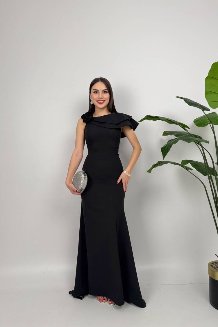 Shoulder Ruffle Rose Dress - Brand: Miss Janell - Women's Clothing Wholesale - Globality Store