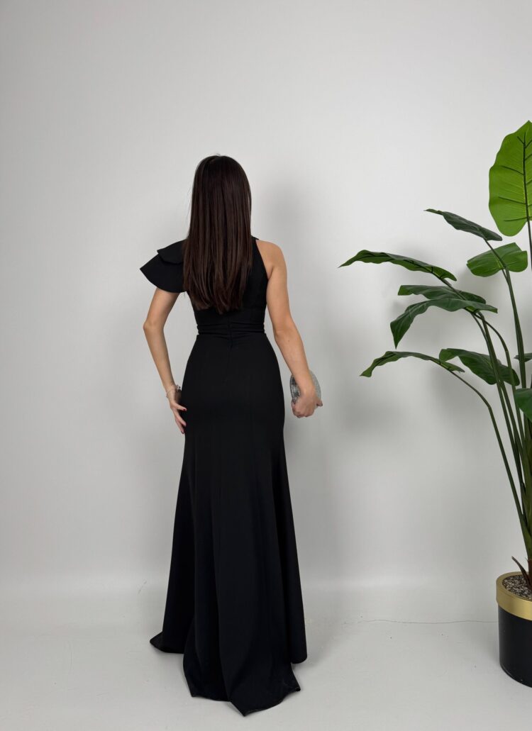 Shoulder Ruffle Rose Dress