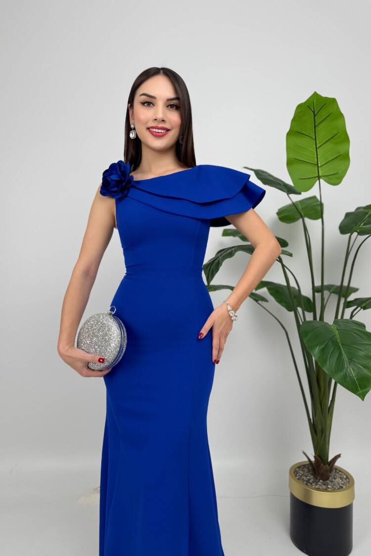 Shoulder Ruffle Rose Dress