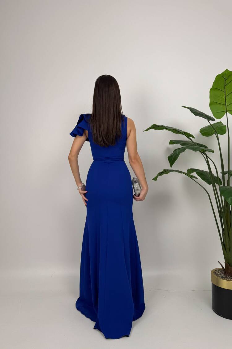 Shoulder Ruffle Rose Dress
