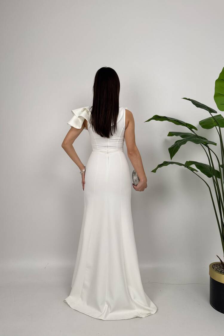 Shoulder Ruffle Rose Dress