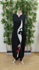 Women's Zero Sleeve V Neck Women's Face Pattern Suprem Dress - Black - Brand: Janes - Women's Clothing Wholesale - Globality Store