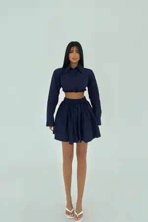 NavyFront Buttoned Skirt Suit - Brand: EYYO ATELIER - Women's Clothing Wholesale - Globality Store