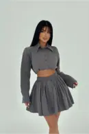 Front Buttoned Skirt Suit - Brand: EYYO ATELIER - Women's Clothing Wholesale - Globality Store