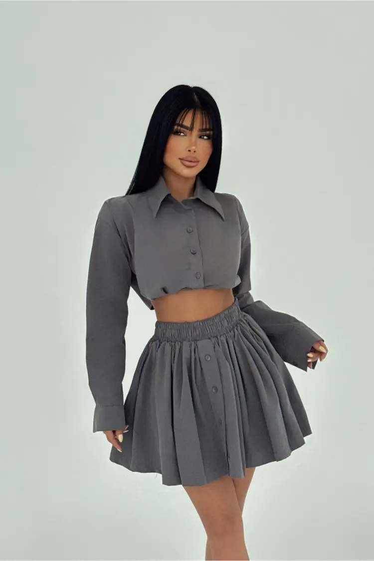 Front Buttoned Skirt Suit - Brand: EYYO ATELIER - Women's Clothing Wholesale - Globality Store