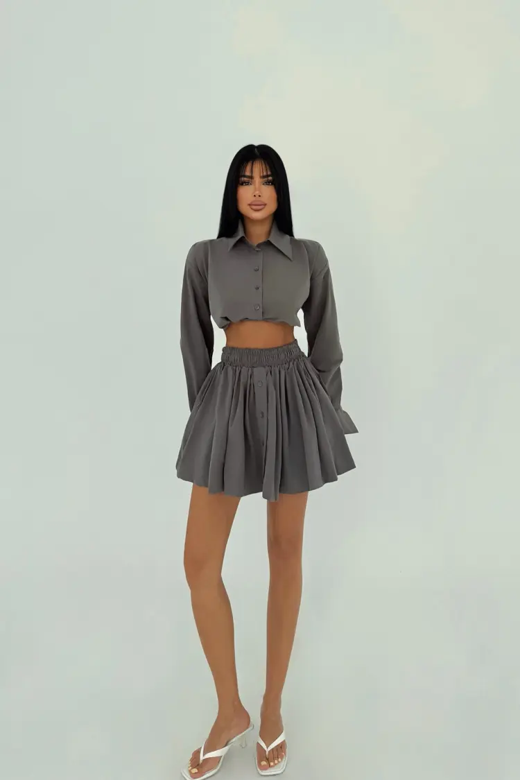 Front Buttoned Skirt Suit