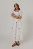 Embroidered Back Bow Tie Dress - White - Brand: Reyon - Women's Clothing Wholesale - Globality Store