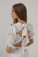 Embroidered Back Bow Tie Dress - White - Brand: Reyon - Women's Clothing Wholesale - Globality Store