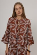 Bow Tie Embroidered Blouse - Brand: Reyon - Women's Clothing Wholesale - Globality Store