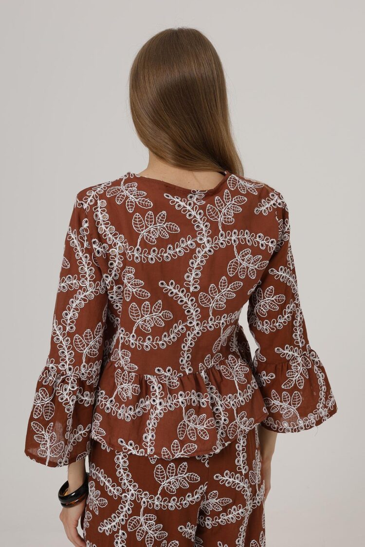 Bow Tie Embroidered Blouse