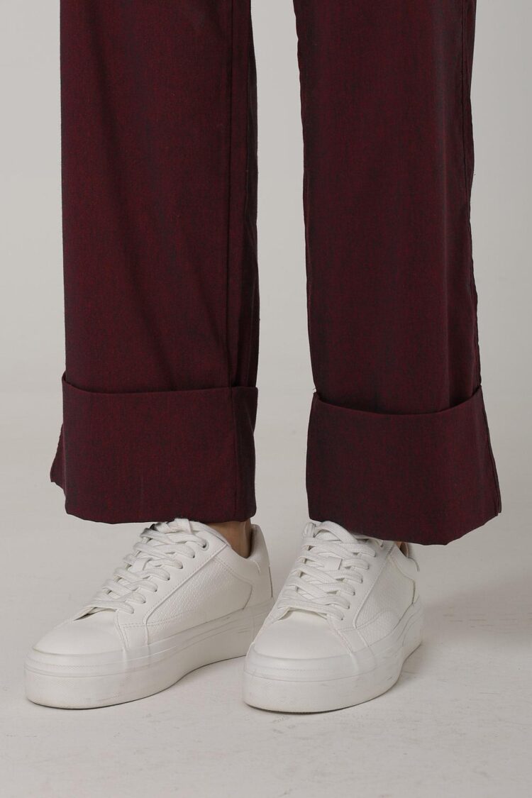 Double Leg Pants - Burgundy