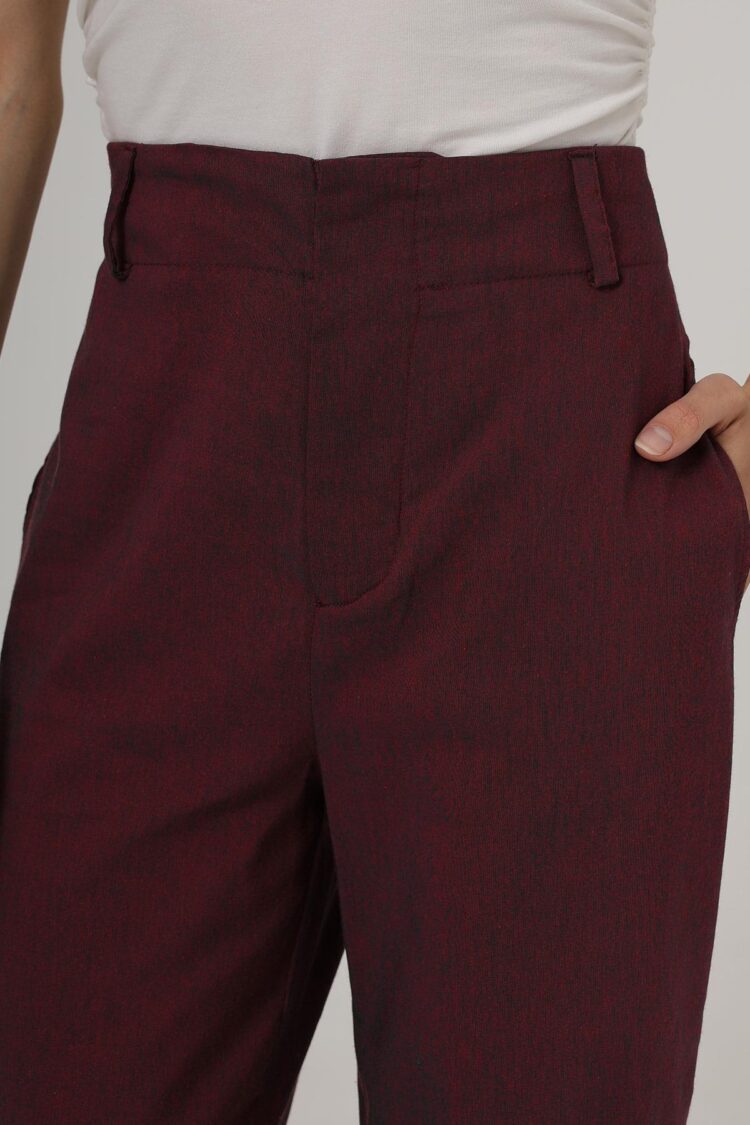 Double Leg Pants - Burgundy