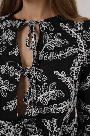 Bow Tie Embroidered Blouse - Brand: Reyon - Women's Clothing Wholesale - Globality Store